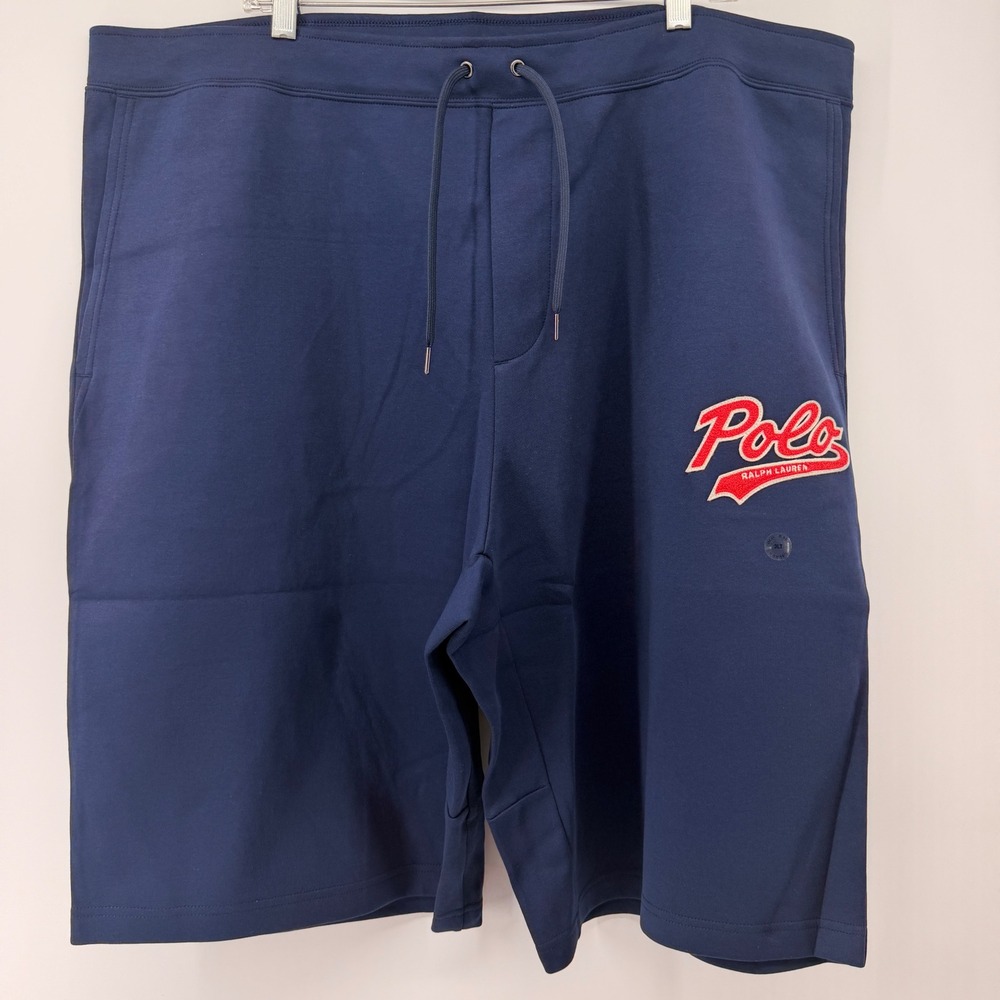 Polo Ralph Lauren Knit Shorts‎ Mens 3XLT Navy Blue Script Logo Drawstring NEW